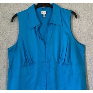 VENEZIA Womens Pleat Top Hook Eye Size 18/20 Stretch Collared Blue